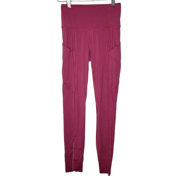 Lululemon Size 2 Fast 7/8 Tight II Nulux 25"‎ Star Ruby Red Women Leggings - Picture 1 of 5